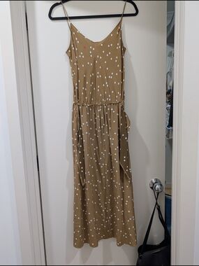 No.6  Polka-dot Dress in Tan 100% Silk Size 1 XS/ S
